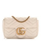 Calfskin Matelasse Super Mini GG Marmont Shoulder Bag White