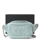 Caviar Quilted Filigree Waist Bag Light Blue