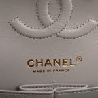 Caviar Quilted Small Double Flap Grey