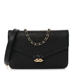Grained Calfskin Quilted Cuba Wallet On Chain WOC Black