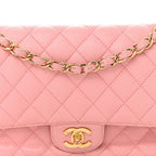 Caviar Quilted Medium Double Flap Light Pink