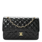 Caviar Quilted Jumbo Double Flap Black