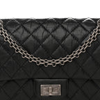 Aged Calfskin Quilted 2.55 Reissue 225 Flap  Black