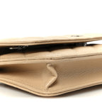 Caviar Quilted Wallet on Chain WOC Beige