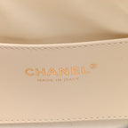 Braided Raffia Calfskin Mini Chanel 25 Handbag White Black