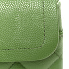Caviar Quilted Small Double Flap Green
