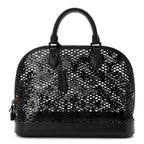Patent Calfskin Laced Monogram Alma PM Black