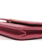 Caviar Quilted Textured CC Wallet On Chain WOC Pink