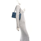Lambskin Quilted Medium Double Flap Navy