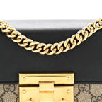 GG Supreme Monogram Calfskin Small Padlock Shoulder Bag Beige Black Cuir