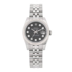 Stainless Steel 18K White Gold Diamond 26mm Oyster Perpetual Datejust Watch Black 179174