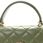 Lambskin Quilted Small Trendy CC Flap Dual Handle Bag Green