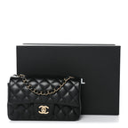 Lambskin Quilted Mini Rectangular Flap Black