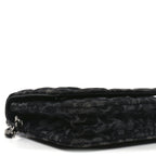 Printed Denim Quilted Flower Wallet On Chain WOC Black