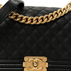 Caviar Quilted Medium Boy Flap Black