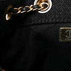 Washed Denim Quilted Mini Chanel 25 Handbag Black
