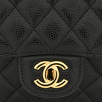 Caviar Quilted Medium Double Flap Black