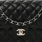 Caviar Quilted Medium Double Flap Black