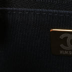 Lambskin Quilted Lion Motif Wallet On Chain WOC Black