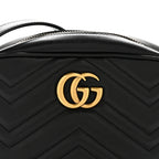 Calfskin Matelasse Mini GG Marmont Chain Shoulder Bag Black