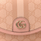 GG Supreme Monogram Textured Dollar Calfskin Mini Ophidia Flap Shoulder Bag Rose Pink