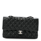 Caviar Quilted Medium Double Flap Black