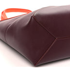 Shiny Calfskin Medium Puzzle Fold Tote Burgundy Orange