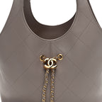Calfskin Quilted Shopping Bag Dark Grey