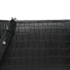 Crocodile Embossed Calfskin Medium Gabrielle Cocodile Hobo Black