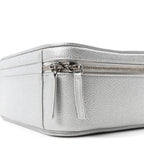 Metallic Caviar Quilted Large CC Filigree Vanity Case Silver