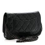 Crumpled Calfskin Quilted Wallet On Chain WOC So Black