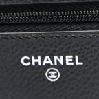 Caviar Quilted Wallet on Chain WOC Black