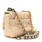 Shiny Goatskin Quilted Medium Chanel 19 Flap Beige