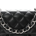 Lambskin Quilted Mini Rectangular Flap Black