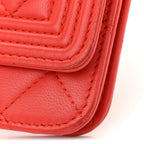 Lambskin Quilted Boy Wallet On Chain WOC Red