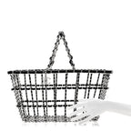 Brass Calfskin Large Grocery By Chanel Shopping Basket Silver