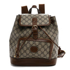 GG Supreme Monogram Azalea Calfskin Retro Interlocking G Buckle Backpack Beige Ebony Brown Sugar