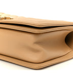 Lambskin Chevron Quilted Medium Boy Flap Beige