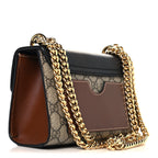 GG Supreme Monogram Calfskin Small Padlock Shoulder Bag Beige Black Cuir