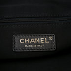 Suede Shiny Lambskin Quilted Large Shopping Bag Beige Black