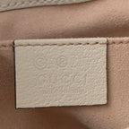 Glazed Textured Calfskin Web Small Ophidia Bucket Bag Mystic White