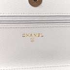 Caviar Quilted Textured CC Wallet on Chain WOC Grey
