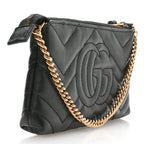 Calfskin Matelasse Mini GG Marmont Chain Bag Black