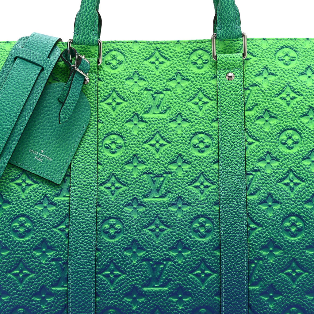 Taurillon Illusion Keepall Tote Bleu Vert