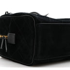 Suede Calfskin Large Perfect Bowling Bag Black