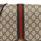 GG Supreme Monogram Web Small Ophidia Flap Messenger Bag Brown