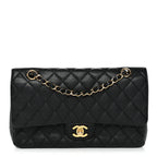 Caviar Quilted Medium Double Flap Black