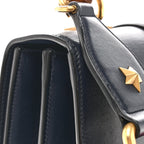 Moon Calfskin Web Medium Dionysus Bamboo Top Handle Bag Blue Emerald Hibiscus Red