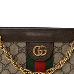 GG Supreme Monogram Web Small Ophidia Chain Shoulder Bag Brown