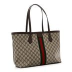 GG Supreme Monogram Medium Ophidia Shopping Tote Brown